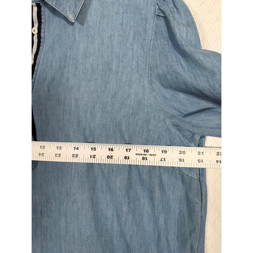 Vineyard Vines Womens Blue Cotton Chambray Popover Shirt Dress Pockets Large - Picture 5 of 8
